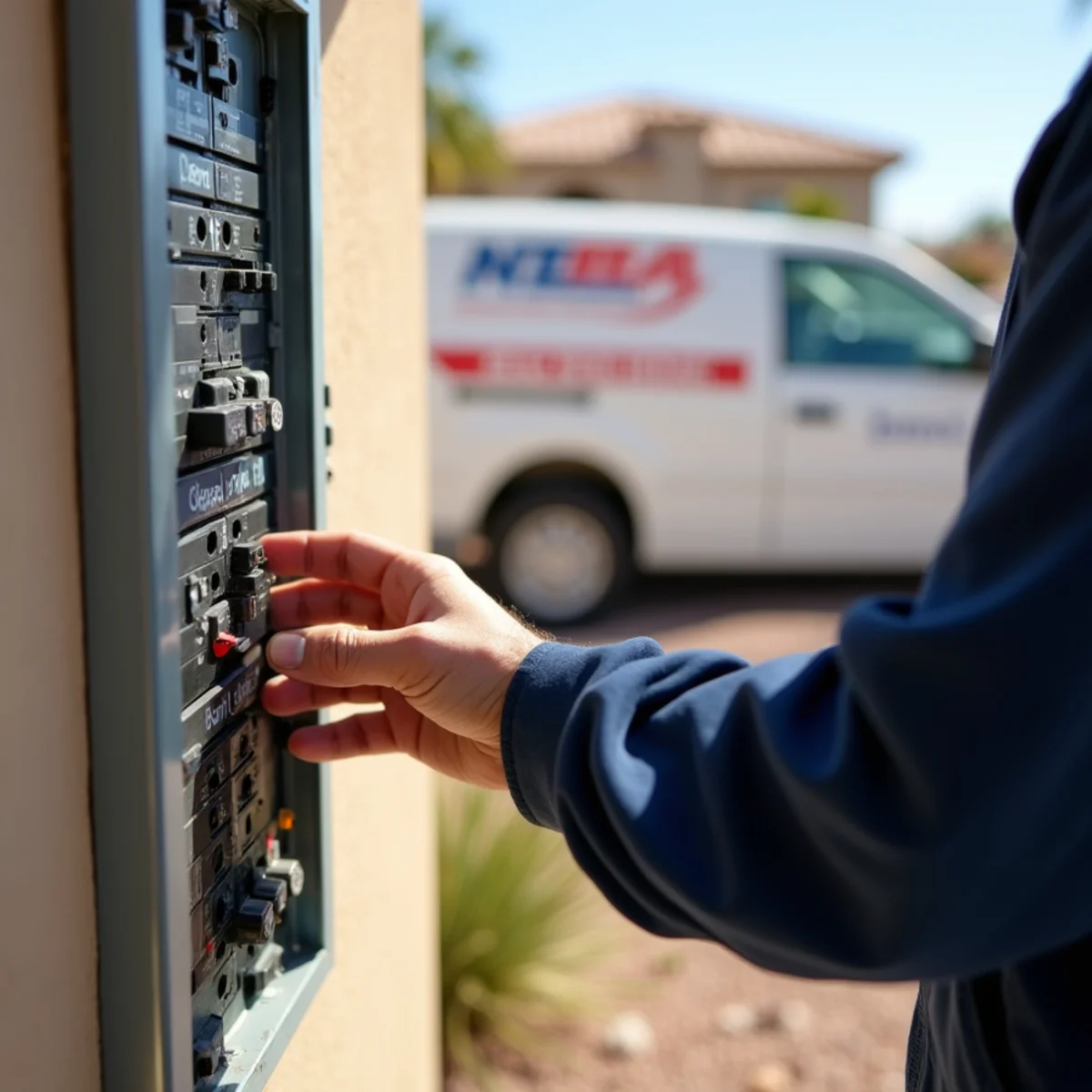 Turning off a home breaker panel with water near electrical outlets