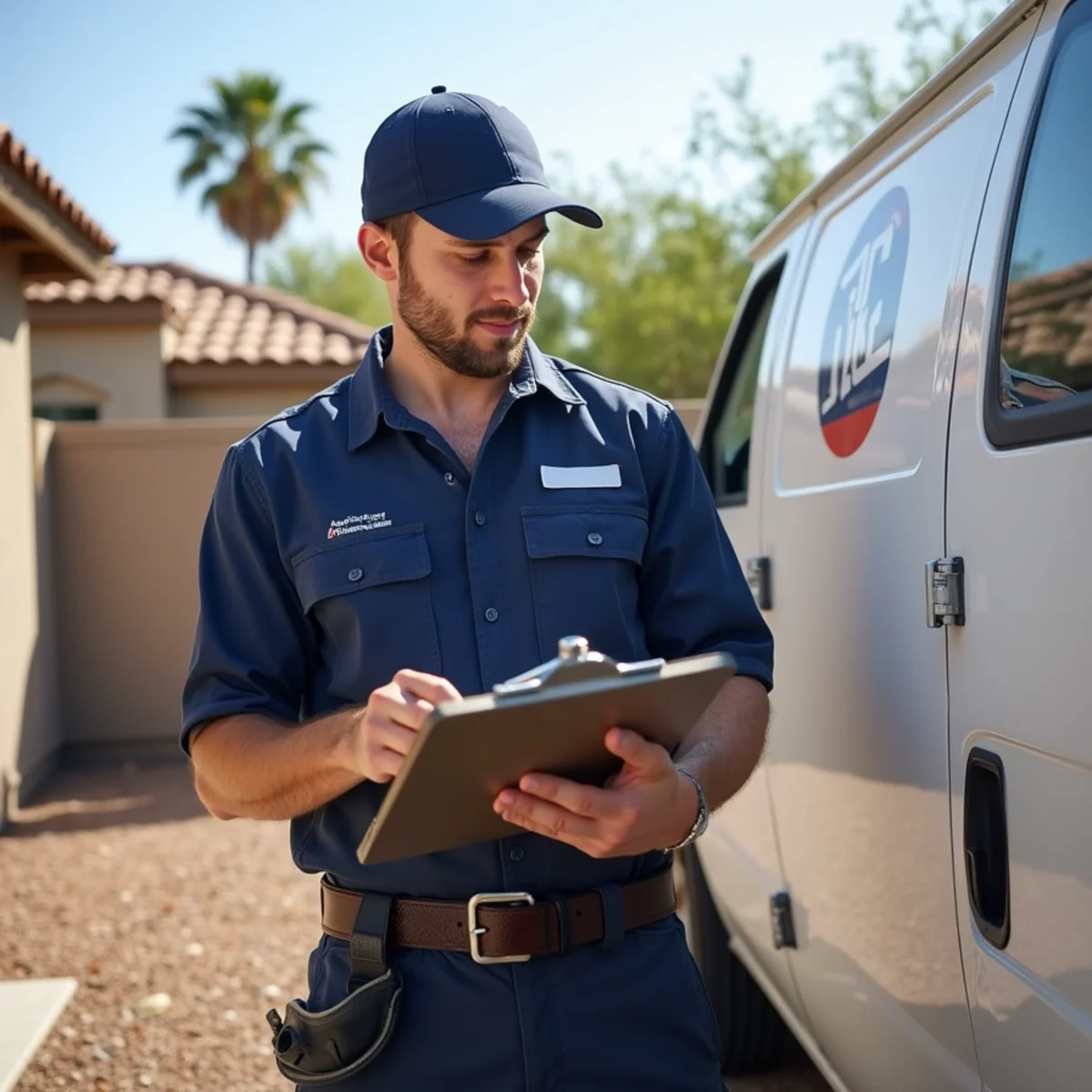 Plumber performing a professional plumbing inspection in a Buckeye home