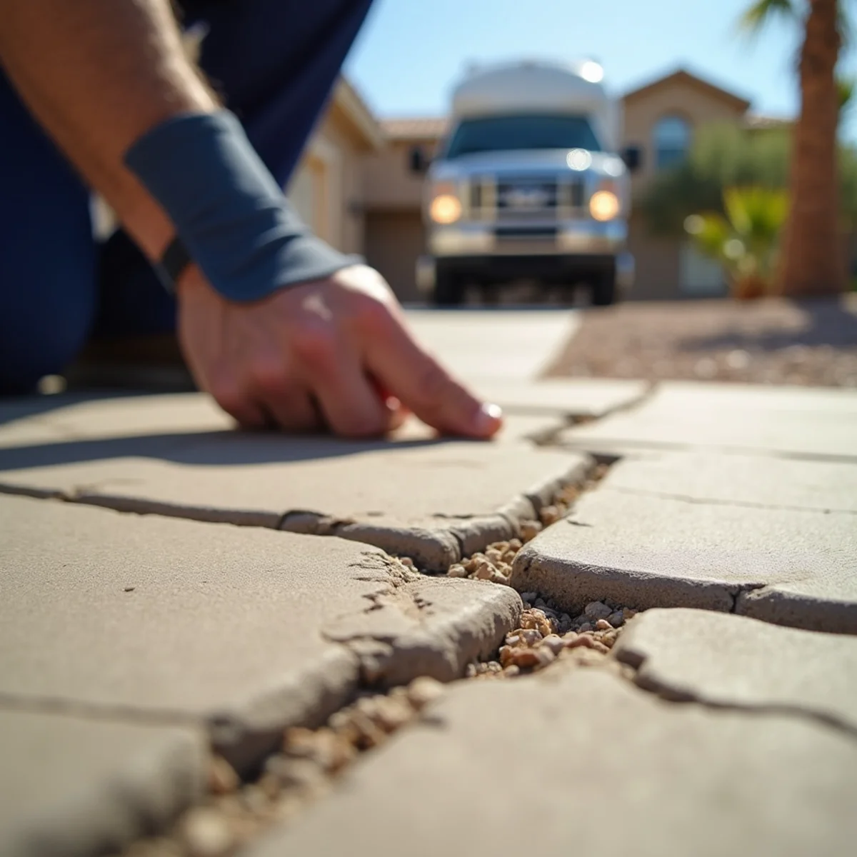 Cracks and moisture on a concrete slab floor caused by a slab leak
